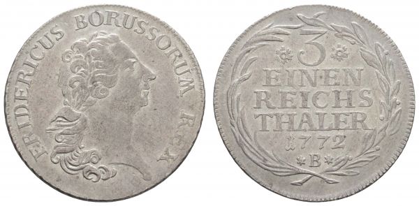 bis 1799 Preußen Friedrich II. der Große, 1740-1786 1/3 Taler 1772 Breslau  Olding 89 v. Schrötter 549 8.17 g. ss-vz