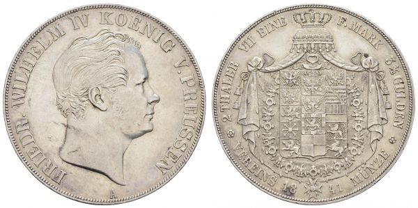 1800 bis 1871 Preußen Friedrich Wilhelm IV., 1840-1861 Doppeltaler 1841 Berlin kl. Kratzer  AKS 69 J. 71 Olding 301 Kahnt 381 Thun 253 Dav. 766 37.04 g. ss-vz