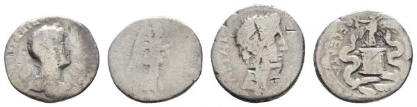 Römer Kaiserzeit Augustus, 27 v.u.Z.-14 u.Z. AR Quinar dazu Quinar des Hadrian  1.48 g.