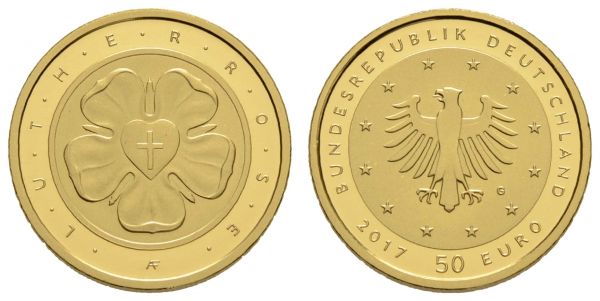 Bundesrepublik (Euro)  50 € 2017 G Lutherrose, wie verausgabt  st