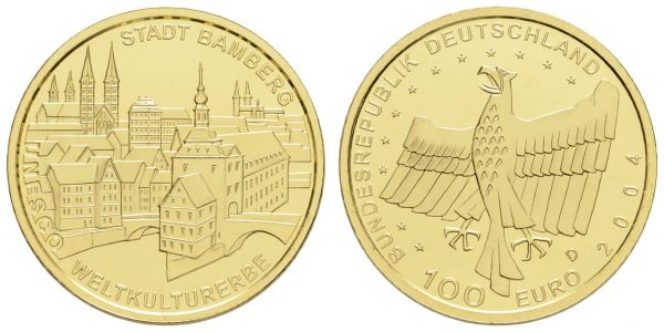 Bundesrepublik (Euro)  100 € 2004 D Bamberg mit CoA und Originaletui  Jaeger 509 st