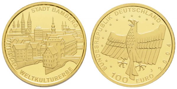 Bundesrepublik (Euro)  100 € 2004 J Bamberg, mit CoA und Originaletui, dieses leicht lädiert  Jaeger 509 st