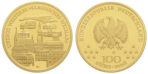 Bundesrepublik (Euro)  100 € 2006 A Weimar mit CoA und Originaletui  Jaeger 524 st