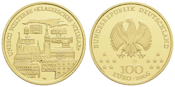 Bundesrepublik (Euro)  100 € 2006 D Weimar mit CoA und Originaletui  Jaeger 524 st