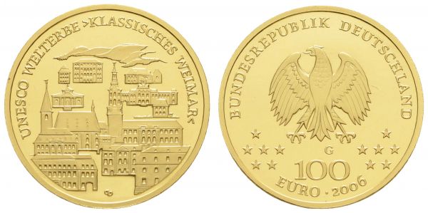 Bundesrepublik (Euro)  100 € 2006 G Weimar mit CoA in Originaletui  Jaeger 524 st