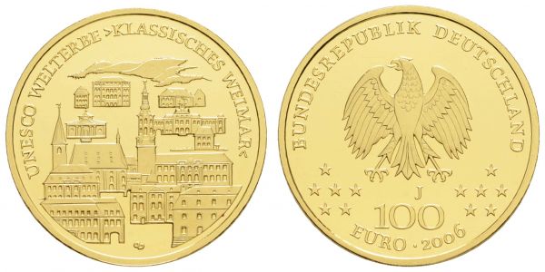 Bundesrepublik (Euro)  100 € 2006 J Weimar mit CoA und Originaletui  Jaeger 524 st