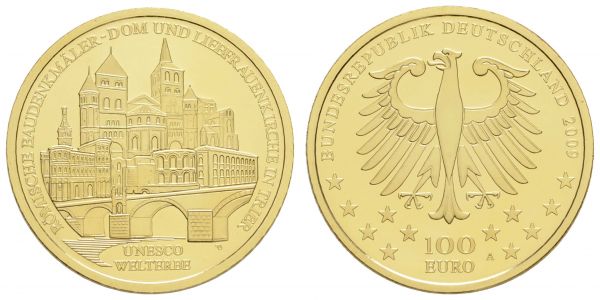 Bundesrepublik (Euro)  100 € 2009 A Trier mit CoA und Originaletui  Jaeger 547 st