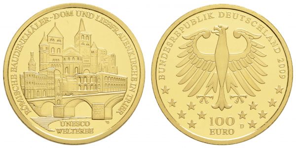 Bundesrepublik (Euro)  100 € 2009 D Trier mit CoA und Originaletui  Jaeger 547 st