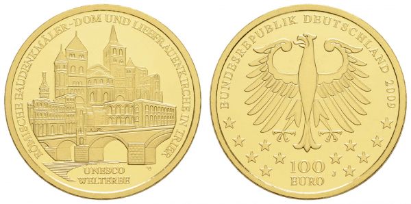 Bundesrepublik (Euro)  100 € 2009 J Trier mit CoA und Originaletui  Jaeger 547 st