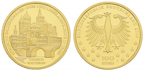 Bundesrepublik (Euro)  100 € 2009 J Trier mit CoA in Originaletui  Jaeger 547 st