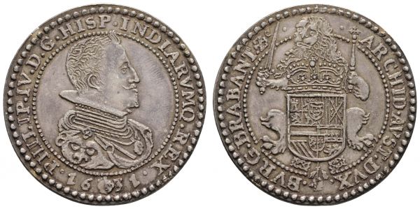 bis 1799 Belgien Brabant Historische Sammleranfertigung eines doppelten Florin, auf die Wiedereinführung des Münzfußes von 1599 im Jahr 1631, Rand geschliffen, vermutlich 19. Jahrhundert  24.36 g. vz