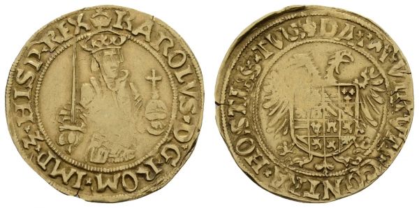 bis 1799 Belgien Flandern Goldgulden ohne Jahr Brügge Prägeschwäche  Fried. 207 Delm. 517 v. Gelder/Hoc 185-5 2.91 g. selten ss