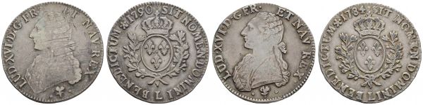 bis 1799 Frankreich Louis XVI., 1774-1793 Ecu 1784 L Bayonne dazu Ecu 1790 Bayonne justiert  Gadoury 356 29.14 g. ss