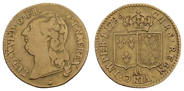 bis 1799 Frankreich Louis XVI., 1774-1793 Louis d'or à la tête nue 1786 AA Metz kl. Kratzer  Fried. 475 Gadoury 361 7.45 g. ss