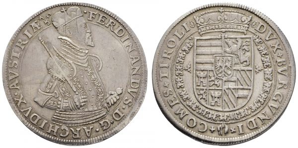 bis 1799 Habsburg Ferdinand I., 1521-1564 Taler o. J. (1577-99) Hall Leicht justiert  Dav. 8101 var. M./T. 283 var. 28.54 g. ss+