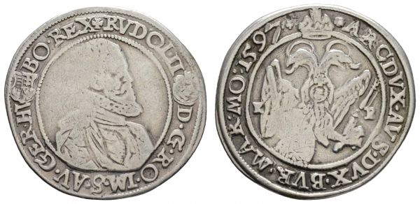 bis 1799 Habsburg Rudolf II., 1576-1612 ¼ Taler 1597 KB Kremnitz  Huszár 1046 6.69 g. selten ss-