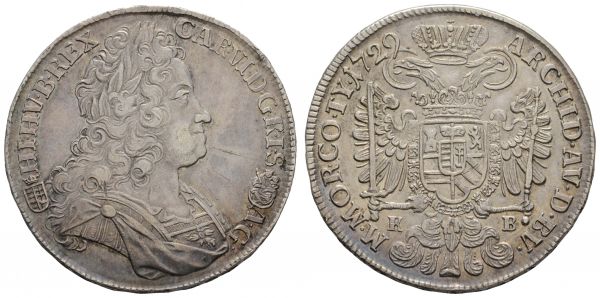 bis 1799 Habsburg Karl VI., 1711-1740 Taler 1729 KB Kremnitz Kratzer  Dav. 1059 Huszar 1604 28.76 g. ss+