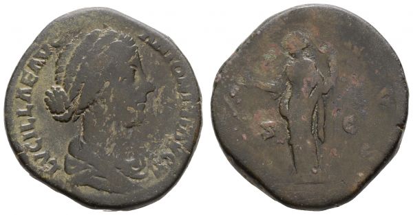 Römer Kaiserzeit Lucilla, 164-169 Æ Sesterz Rv. stehende Person  24.23 g. s-ss