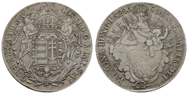 bis 1799 Habsburg Josef II., 1765-1790 ½ Taler 1782 Kremnitz  Herinek 167 Unger II. 1323 b Huszár 1874 13.95 g. ss-vz