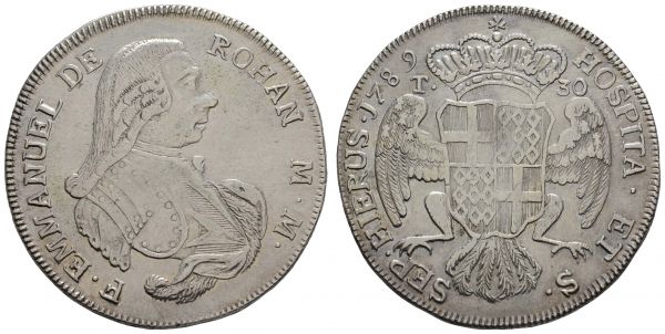 bis 1799 Liechtenstein, Johanniterorden Emmanuel de Rohan, 1775-1797 30 Tari 1789 Valetta  Dav. 1608 Restelli 24 27.35 g. ss-vz