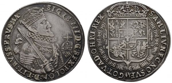 bis 1799 Polen Sigismund III., 1587-1632 Taler 1627 Bromberg - Bydgoszcz schönes Exemplar, kl. Schrötlingsfehler am Rand  Kopicki 1365 Dav. 4315 29.29 g. selten, vor allem in dieser Erhaltung ss-vz