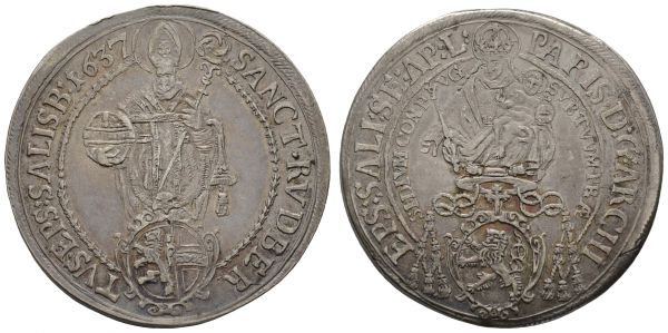 bis 1799 Salzburg Erzbistum Paris Graf von Lodron, 1619-1653 Taler 1637 kl. Schrötlingsfehler  Zöttl 1488 Dav. 3504 28.62 g. ss+