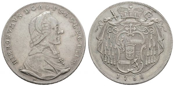 bis 1799 Salzburg Erzbistum Hieronymus Graf Colloredo 1772 - 1803 Taler 1788  Dav. 1264 27.92 g. ss