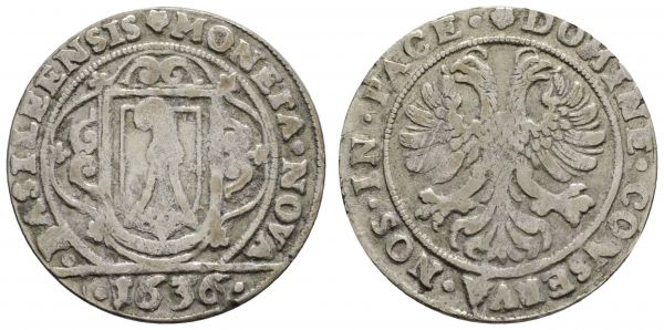 bis 1799 Schweiz Basel, Stadt Dicken 1636 Erhaltung ss, 8.23 g, mit alten Sammlungszettelchen  HMZ 2-81g 8.23 g. ss