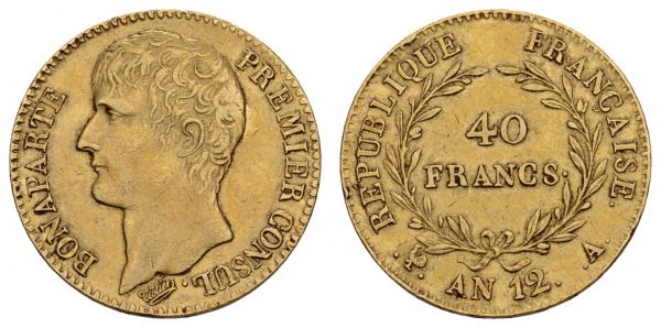 ab 1800 Frankreich Konsulat 1799-1804 40 FF 1803/1804 Paris An 12 A  Fried. 536/5 Gad. 1080 ss-vz