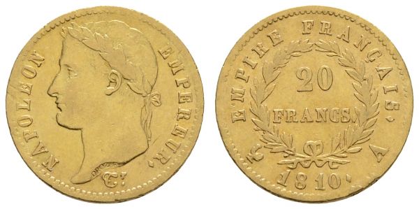 ab 1800 Frankreich Napoléon I., 1804-1814 20 Francs 1810 A  KM 695.1 ss