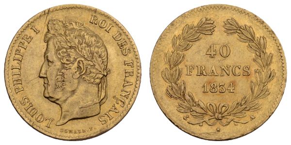 ab 1800 Frankreich Louis Philippe I., 1830-1848 40 FF 1834 A Kratzer  Gadoury 1106 Fried. 557 12.87 g. ss-vz