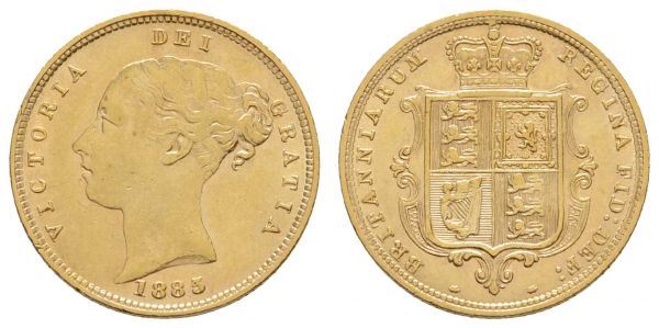 ab 1800 Großbritannien Victoria, 1837-1901 ½ £ 1885  KM 735.1 ss+