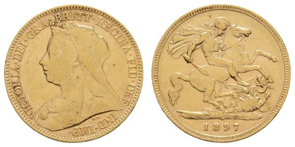 ab 1800 Großbritannien Victoria, 1837-1901 ½ £ 1897  KM 784 ss