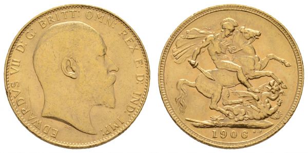 ab 1800 Großbritannien Edward VII., 1901-1910 1 £ 1906 Rf.  K.M. 805 ss