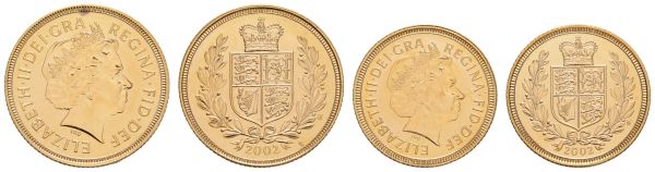 ab 1800 Großbritannien Elisabeth II., seit 1952 1 £ 2002 Goldenes Thronjubiläum, dazu ½ £, lose  KM 1026, 1025 st