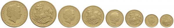 ab 1800 Großbritannien Elisabeth II., seit 1952 2009 Llantrisant Britannia Four-Coin Gold Proof Set mit CoA 0.177/1.250 in der Originalholzschatulle mit originalem Umkarton  K.M. 1127-1130 Schön 661-664 selten PP