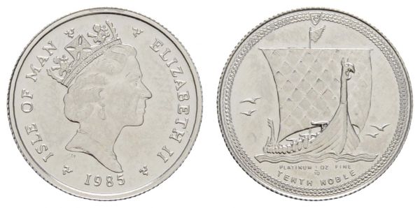 ab 1800 Isle of Man Elisabeth II., 1952- 1/10 Noble 1985 1/10 oz Platin  K.M. 153 st