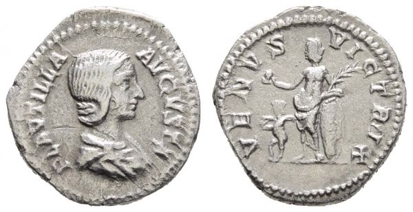 Römer Kaiserzeit Plautilla, † 211 AR Denar 202-205 Rom Rv. stehende Venus mit Kind  RIC 369 3.23 g. ss+