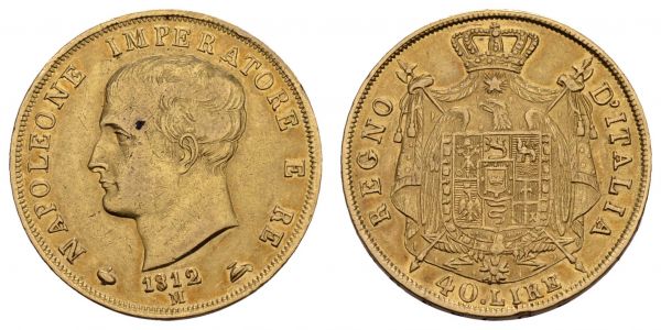 ab 1800 Italien Königreich, Napoléon I. 1804-1815 40 Lire 1812 M  Gig. 80 KM 12 ss