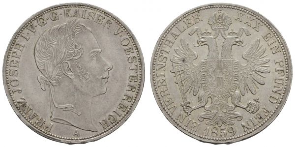 ab 1800 Österreich Franz Joseph, 1848-1916 Taler 1859 Wien  Kahnt 352 Thun 445 Frühwald 1401 Herinek 444 Jaeger/Jaeckel 312 18.47 g. selten in dieser Erhaltung vz+