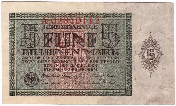 5 Billionen Mark 15.3.1924. Serie A. III