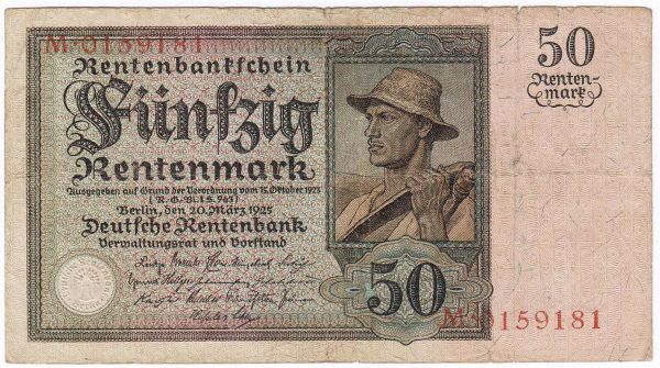 50 Rentenmark 20.3.1925. Sensenmann. IV