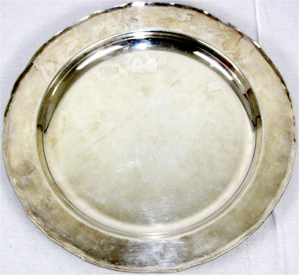Großes rundes Tablett, Silber 925, Hersteller Camusso (nach 1933). Durchmesser 40 cm; 881,30 g