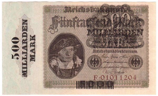 500 Mrd. Mark 15.3.1923. Serie F. I
