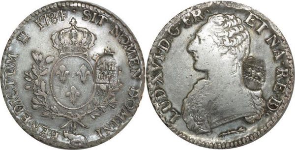Switzerland Canton Berne 40 Batzen Ecu Louis XVI 1784 Pau Argent Silver