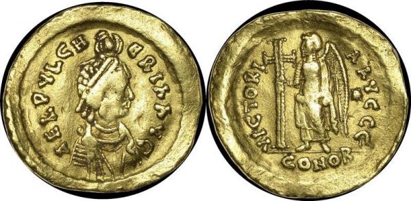 Turkey Aelia Pulcheria Solidus Constantinople c. 450-7 Gold 