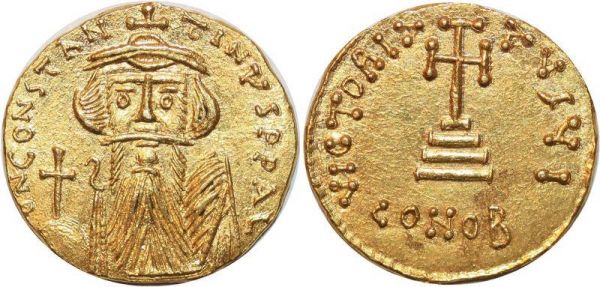 Turkey Solidus Constans II 641-668 Constantinople Or Gold Splendide SPL