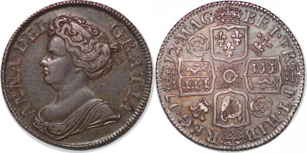United Kingdom Anné 1702-1714 Shilling 1712 Silver AU 
