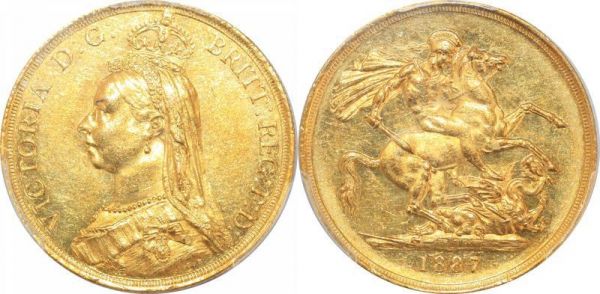 United Kingdom 2 £ Pounds Victoria 1887 Or Gold PCGS AU55 