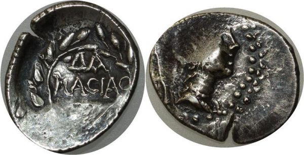 Roman Empire Very Rare Achaia Patrai Circa 35 BC AR Hemidrachm Damasias son of Agesila